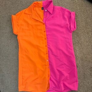 SHEIN orange and pink dress